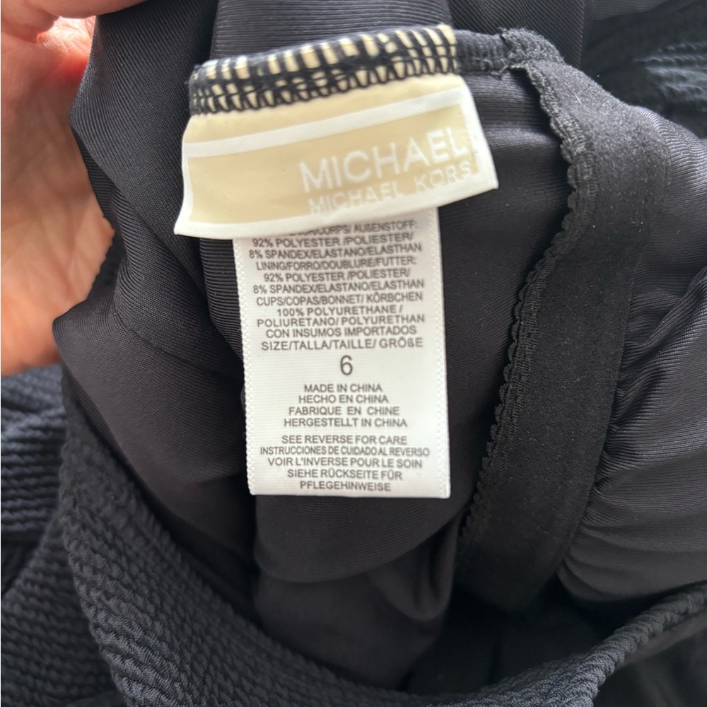 Michael Kors Black Ribbed One-Piece Swimsuit - Picture 7 of 7